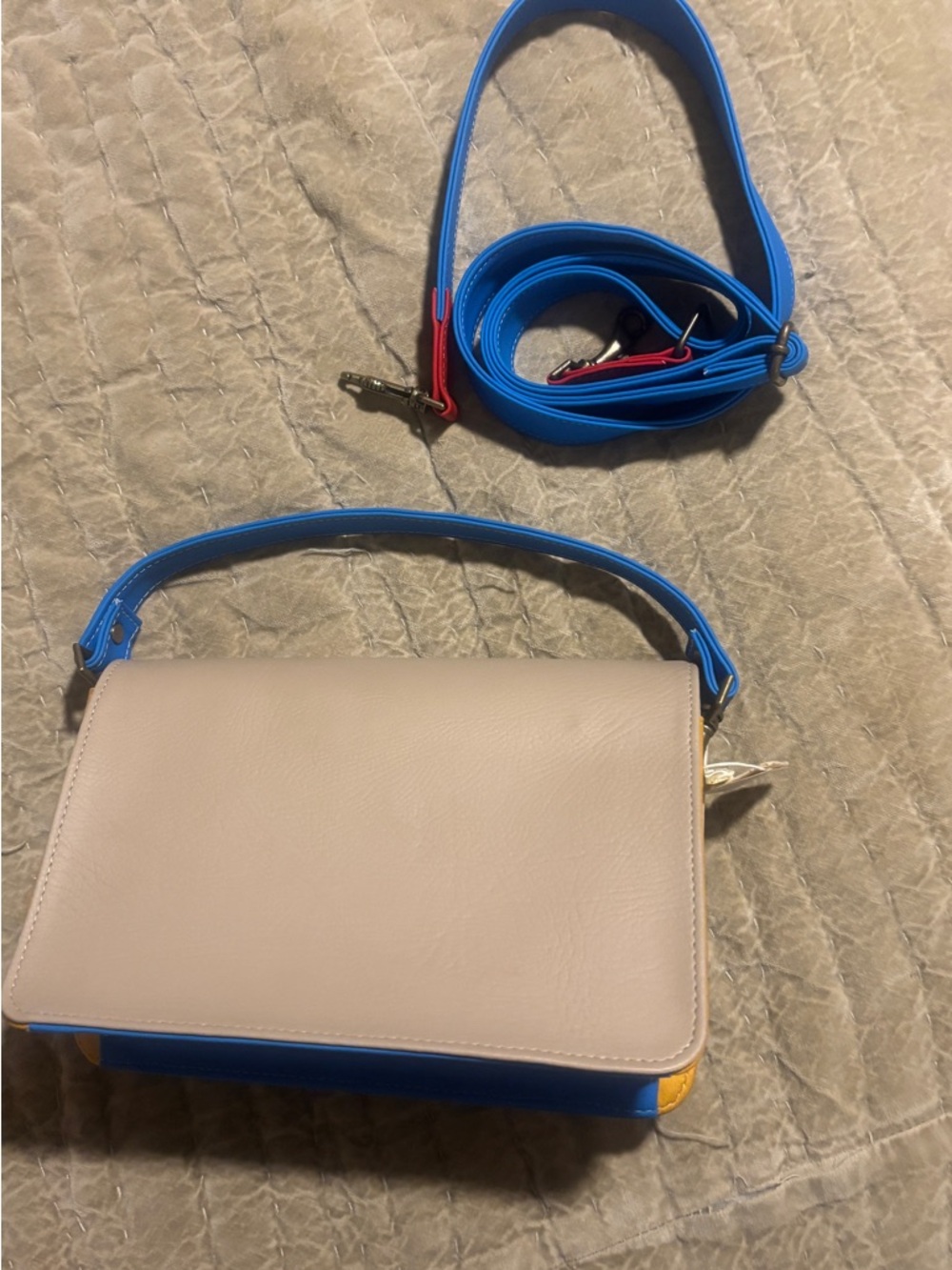 Colorblock Crossbody/handbag Bag in Blue, Red, Cream & orange/brown - Picture 5 of 5